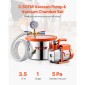 VEVOR 5,7 L (1,5 γαλόνι) Θάλαμος κενού και κιτ αντλίας 100 L/min (3,5 CFM), Θάλαμος από ανοξείδωτο χάλυβα, Κιτ θαλάμου απαέρωσης αντλίας κενού μονού σταδίου, με ακρυλικό καπάκι, λάδι, σωλήνας 1,5 m (4,92 πόδια), για Dega Singles