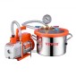 VEVOR 5,7 L (1,5 γαλόνι) Θάλαμος κενού και κιτ αντλίας 100 L/min (3,5 CFM), Θάλαμος από ανοξείδωτο χάλυβα, Κιτ θαλάμου απαέρωσης αντλίας κενού μονού σταδίου, με ακρυλικό καπάκι, λάδι, σωλήνας 1,5 m (4,92 πόδια), για Dega Singles