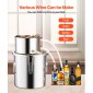 VEVOR Alcohol Still, 3 Gal / 11,4 L Stainless Steel Water Alcohol Distiller with Copper Coil, Home Brewing Refining Fermentation Kit with thermometer, for Wine Whisky Brandy, Silver
