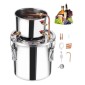 VEVOR Alcohol Still, 3 Gal / 11,4 L Stainless Steel Water Alcohol Distiller with Copper Coil, Home Brewing Refining Fermentation Kit with thermometer, for Wine Whisky Brandy, Silver