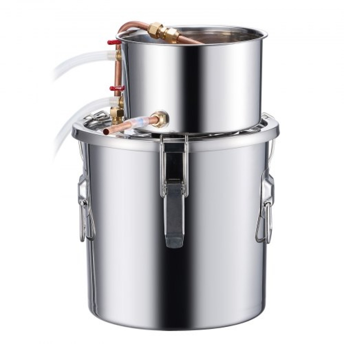 VEVOR Alcohol Still, 3 Gal / 11,4 L από ανοξείδωτο ατσάλι Νερού Οινοπνευματοποιός Αποστακτήρα με Χάλκινο Πηνίο, Home Brewing Refining Kit ζύμωσης με θερμόμετρο & αντλία, για μπράντυ ουίσκι κρασιού, ασημί