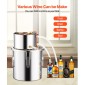 VEVOR Alcohol Still, 3 Gal / 11,4 L από ανοξείδωτο ατσάλι Νερού Οινοπνευματοποιός Αποστακτήρα με Χάλκινο Πηνίο, Home Brewing Refining Kit ζύμωσης με θερμόμετρο & αντλία, για μπράντυ ουίσκι κρασιού, ασημί