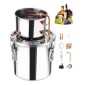 VEVOR Alcohol Still, 3 Gal / 11,4 L από ανοξείδωτο ατσάλι Νερού Οινοπνευματοποιός Αποστακτήρα με Χάλκινο Πηνίο, Home Brewing Refining Kit ζύμωσης με θερμόμετρο & αντλία, για μπράντυ ουίσκι κρασιού, ασημί