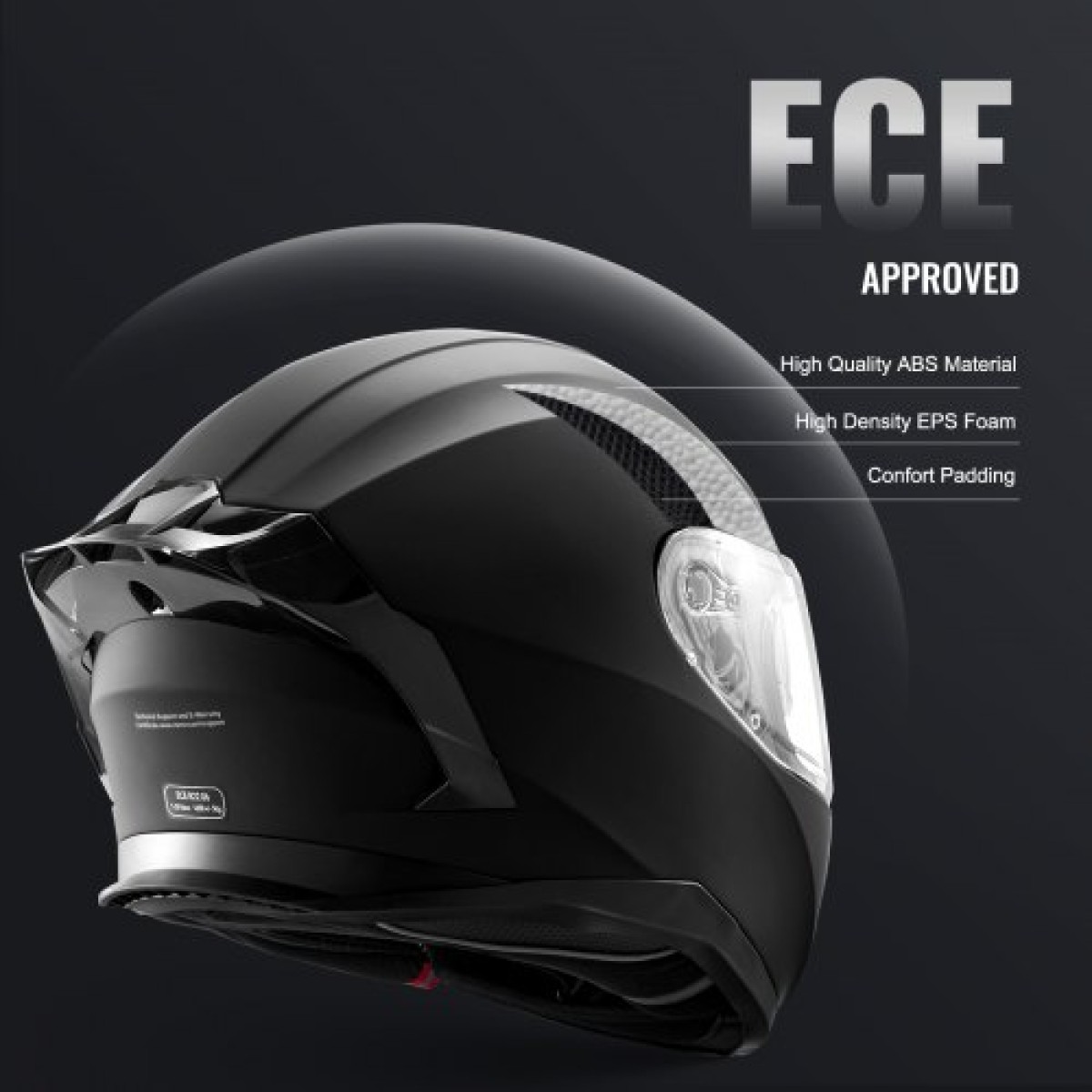 Κράνος μοτοσικλέτας VEVOR, Full Face, Smart Street ABS & Κράνος υψηλής πυκνότητας με υποδοχή Bluetooth & εναλλάξιμο φακό, άνετο κράνος Motocross με έγκριση DOT, Κατάλληλο για νέους και ενήλικες