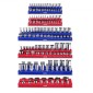 VEVOR Magnetic Socket Organizer Set, 6PCS Socket Holder, 1/4'', 3/8'' & 1/2'' Metric Socket Trays SAE with Clear Labels, Hold to 143PCS Standard & Deep Sockets, Blue & Red (Δεν περιλαμβάνονται οι πρίζες)