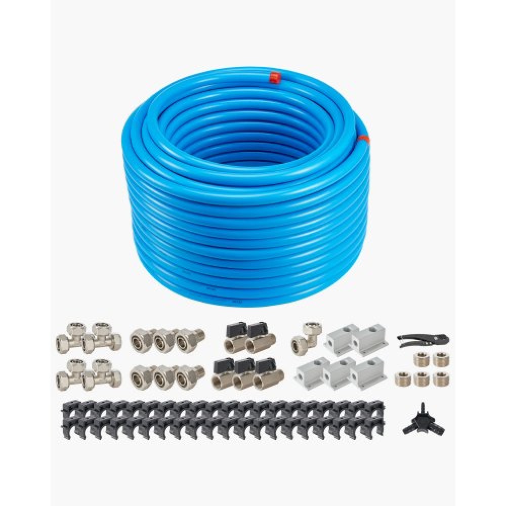 VEVOR Air Compressor Line Kit, 200FT x 3/4", Σύστημα σωληνώσεων πεπιεσμένου αέρα από HDPE-αλουμίνιο, στεγανό & εύκολο στην εγκατάσταση, κιτ σωλήνων γραμμής πεπιεσμένου αέρα για συνεργεία γκαράζ, μπλε