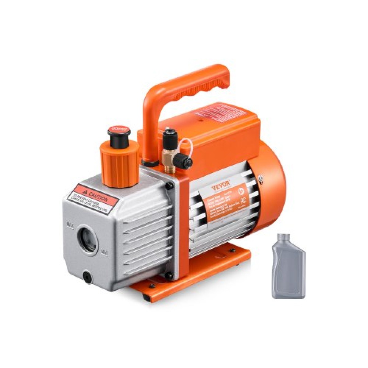 Αντλία κενού VEVOR, 113 L/min (4 CFM), Περιστροφική αντλία κενού HVAC μονοβάθμιου πτερυγίου, για συστήματα R134a R22 R410a, κιτ αυτόματης αντλίας κενού εναλλασσόμενου ρεύματος με φιάλη λαδιού, για απαέρωση ρητίνης συντήρησης κλιματιστικών αυτοκινήτων