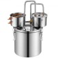 VEVOR Alcohol Still, 5 Gal / 19 L από ανοξείδωτο χάλυβα Νερού Οινοπνευματοποιός Αποστακτήρα με Χάλκινο Πηνίο για Γρήγορη Ψύξη, Κιτ Διπλού Συμπυκνωτή Αποστακτήρα με Δευτερεύουσα Απόσταξη, για Μπράντυ Ουίσκι Οίνου, Ασημί