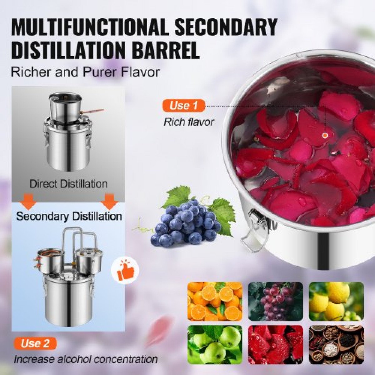 VEVOR Alcohol Still, 5 Gal / 19 L από ανοξείδωτο χάλυβα Νερού Οινοπνευματοποιός Αποστακτήρα με Χάλκινο Πηνίο για Γρήγορη Ψύξη, Κιτ Διπλού Συμπυκνωτή Αποστακτήρα με Δευτερεύουσα Απόσταξη, για Μπράντυ Ουίσκι Οίνου, Ασημί