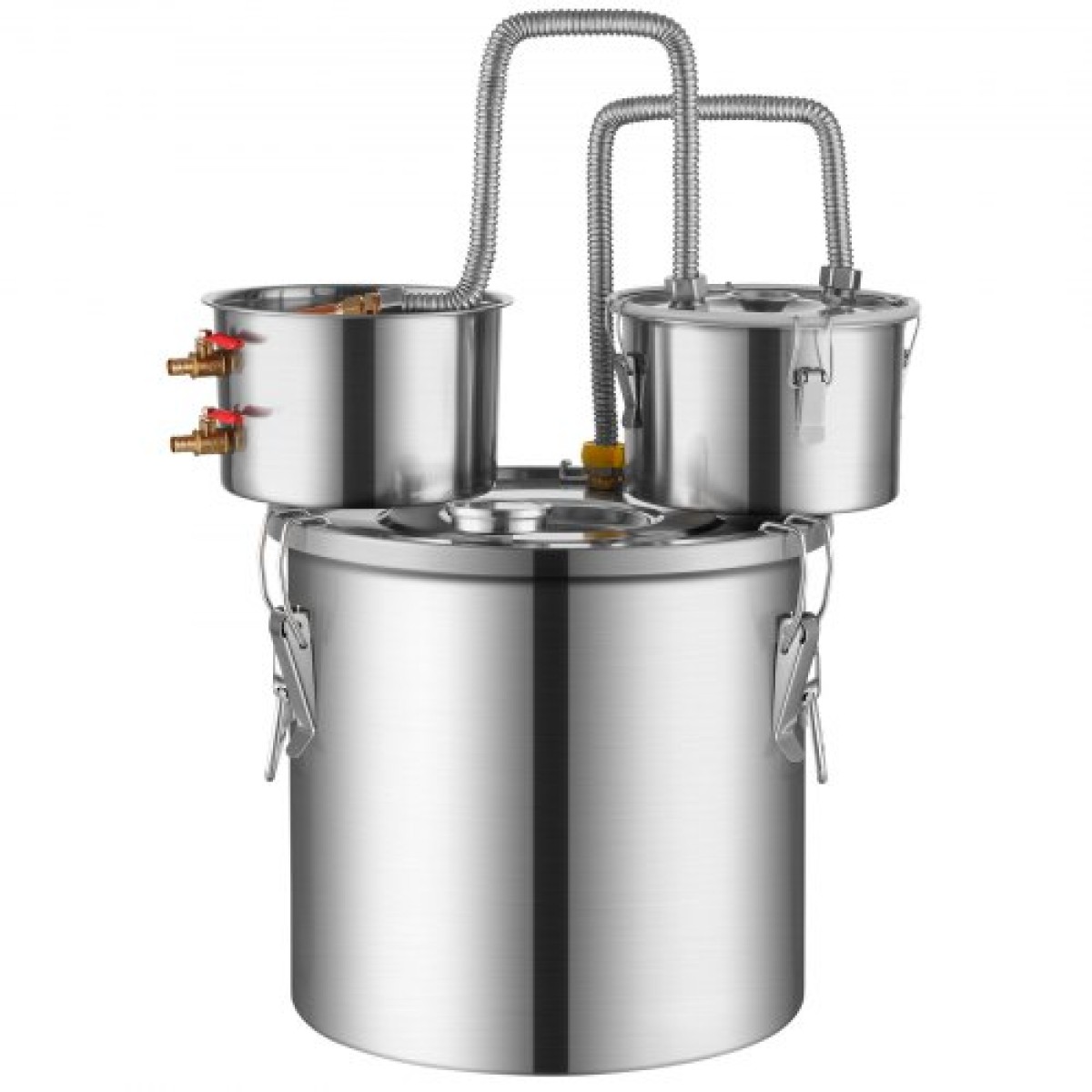VEVOR Alcohol Still, 5 Gal / 19 L από ανοξείδωτο χάλυβα Νερού Οινοπνευματοποιός Αποστακτήρα με Χάλκινο Πηνίο για Γρήγορη Ψύξη, Κιτ Διπλού Συμπυκνωτή Αποστακτήρα με Δευτερεύουσα Απόσταξη, για Μπράντυ Ουίσκι Οίνου, Ασημί