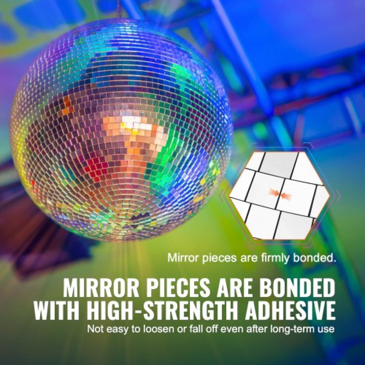 VEVOR Mirror Disco Ball, Μπάλα καθρέφτη 12 ιντσών με κρεμαστό δαχτυλίδι, Διακοσμήσεις Lightning Disco Ball Party, Ιδανικό για DJ Club, Σκηνή, Γάμο, Γενέθλια, Χριστούγεννα, Πρωτοχρονιά
