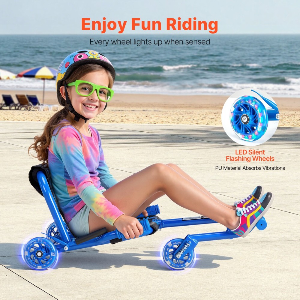 VEVOR Ride με Scooter, Χωρητικότητα φόρτωσης 132 lbs, Swing Side to Side για εκπληκτική οδήγηση με κίνηση Zig-Zag, Ride on Drifting Toy για Ηλικίες 4+, Βόλτες σε οποιαδήποτε σκληρή επιφάνεια για εσωτερικούς και εξωτερικούς χώρους, μπλε