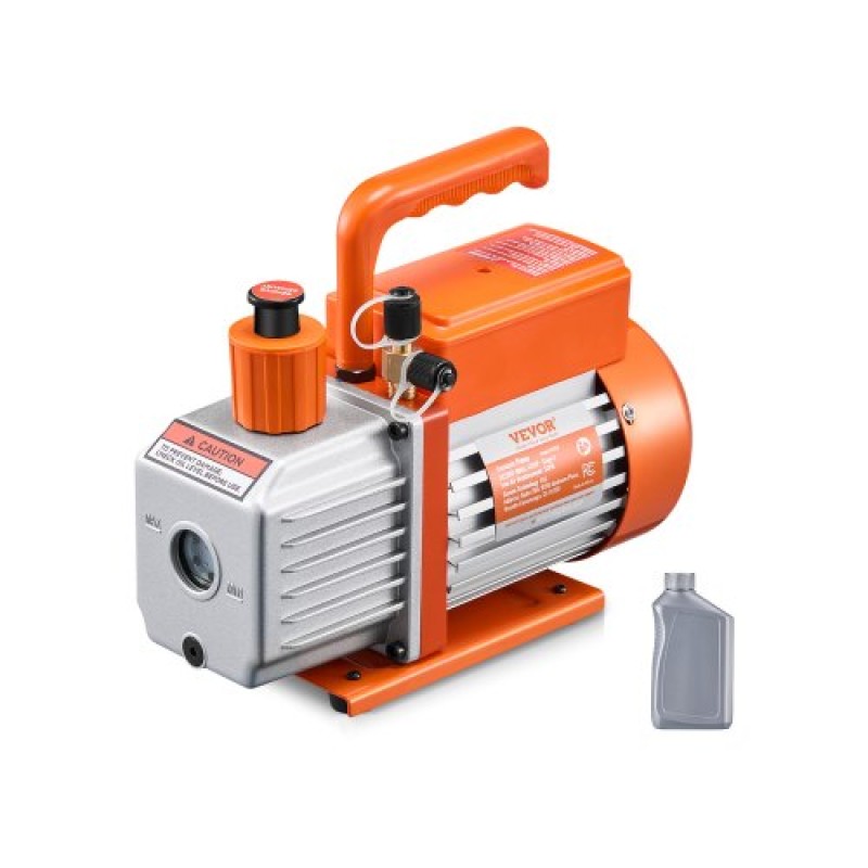 Αντλία κενού VEVOR, 141 L/min (5 CFM), Περιστροφική αντλία κενού με πτερύγια HVAC, για συστήματα R134a R22 R410a, Κιτ αντλίας κενού Auto AC με φιάλη λαδιού, για συντήρηση κλιματιστικών αυτοκινήτων Απαέρωση ρητίνης