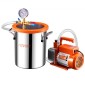 VEVOR 11 L(3 Gallon) Θάλαμος κενού και κιτ αντλίας 100 L/min (3,5 CFM), Θάλαμος από ανοξείδωτο χάλυβα, Κιτ θαλάμου απαέρωσης αντλίας κενού μονού σταδίου, με ακρυλικό καπάκι, λάδι, σωλήνας 1,5 m (4,92 πόδια), για Siliconessing Residence