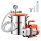 VEVOR 11 L(3 Gallon) Θάλαμος κενού και κιτ αντλίας 100 L/min (3,5 CFM), Θάλαμος από ανοξείδωτο χάλυβα, Κιτ θαλάμου απαέρωσης αντλίας κενού μονού σταδίου, με ακρυλικό καπάκι, λάδι, σωλήνας 1,5 m (4,92 πόδια), για Siliconessing Residence