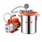 VEVOR 11 L(3 Gallon) Θάλαμος κενού και κιτ αντλίας 100 L/min (3,5 CFM), Θάλαμος από ανοξείδωτο χάλυβα, Κιτ θαλάμου απαέρωσης αντλίας κενού μονού σταδίου, με ακρυλικό καπάκι, λάδι, σωλήνας 1,5 m (4,92 πόδια), για Siliconessing Residence