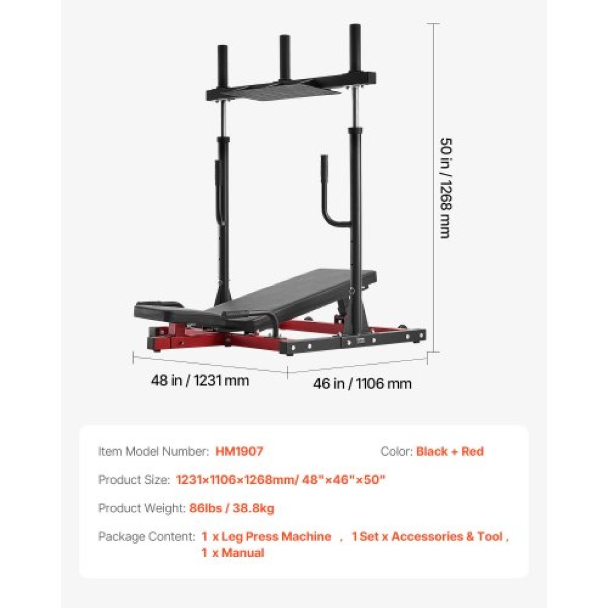 Μηχάνημα VEVOR Vertical Leg Press Machine, Lower Body Special Home Gym Machine, Carbon Steel Leg Pressure Exercise Equipment, Ρυθμιζόμενη προπόνηση δύναμης ποδιών για πρέσες υψηλής έντασης, χωρητικότητα 550 lbs