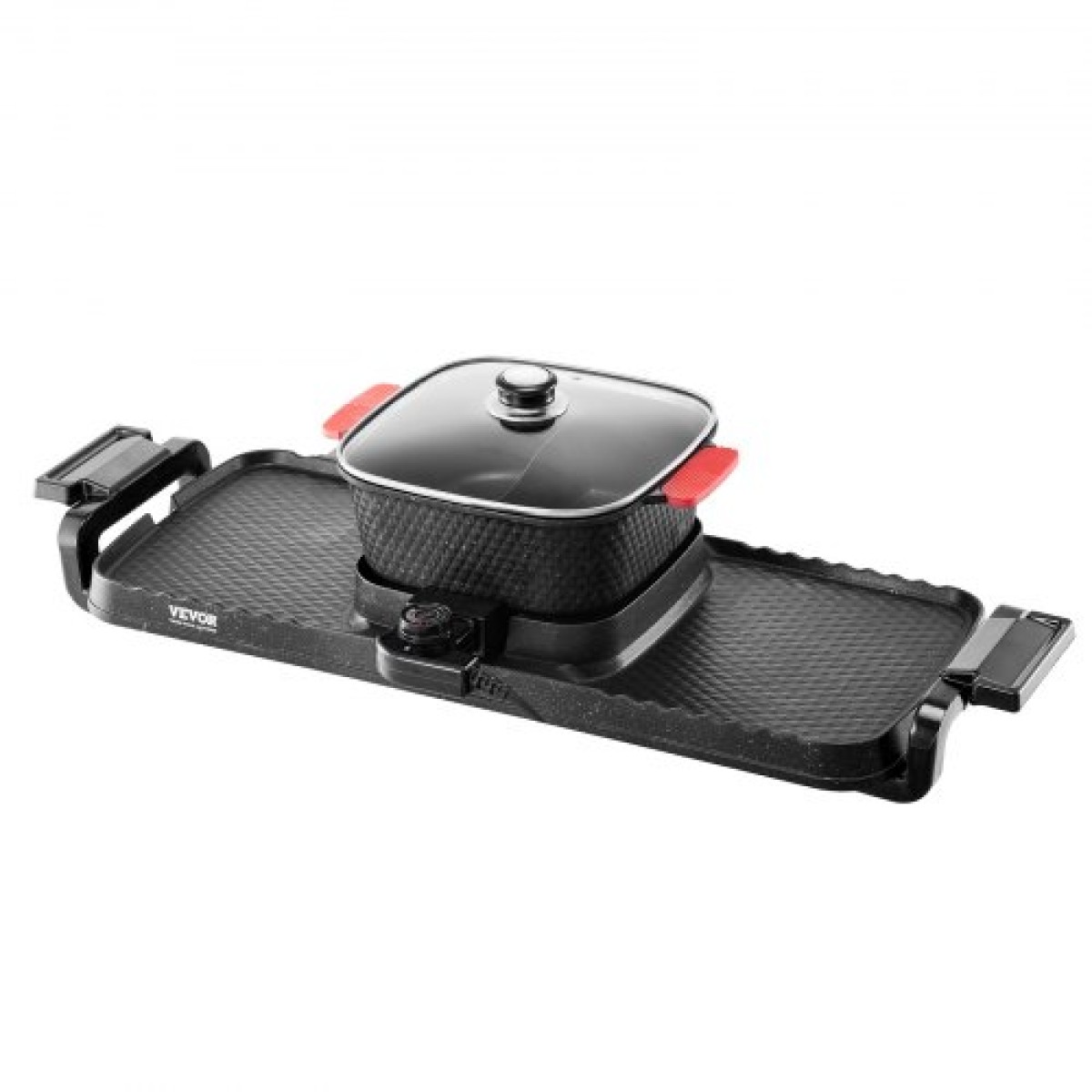 VEVOR Hot Pot with Grill, 2-in-1 Ηλεκτρικό Grill και Hot Pot 2-σε-1, Αποσπώμενο Hotpot Shabu-shabu με αντικολλητικό τηγάνι, Ξεχωριστός Διπλός Έλεγχος Θερμοκρασίας, Εσωτερικό Κορεατικό BBQ για 1-6 άτομα