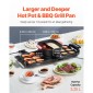 VEVOR Hot Pot with Grill, 2-in-1 Ηλεκτρικό Grill και Hot Pot 2-σε-1, Αποσπώμενο Hotpot Shabu-shabu με αντικολλητικό τηγάνι, Ξεχωριστός Διπλός Έλεγχος Θερμοκρασίας, Εσωτερικό Κορεατικό BBQ για 1-6 άτομα
