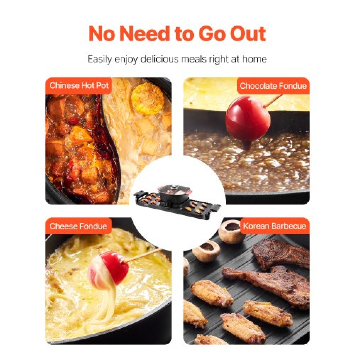 VEVOR Hot Pot with Grill, 2-in-1 Ηλεκτρικό Grill και Hot Pot 2-σε-1, Αποσπώμενο Hotpot Shabu-shabu με αντικολλητικό τηγάνι, Ξεχωριστός Διπλός Έλεγχος Θερμοκρασίας, Εσωτερικό Κορεατικό BBQ για 1-6 άτομα