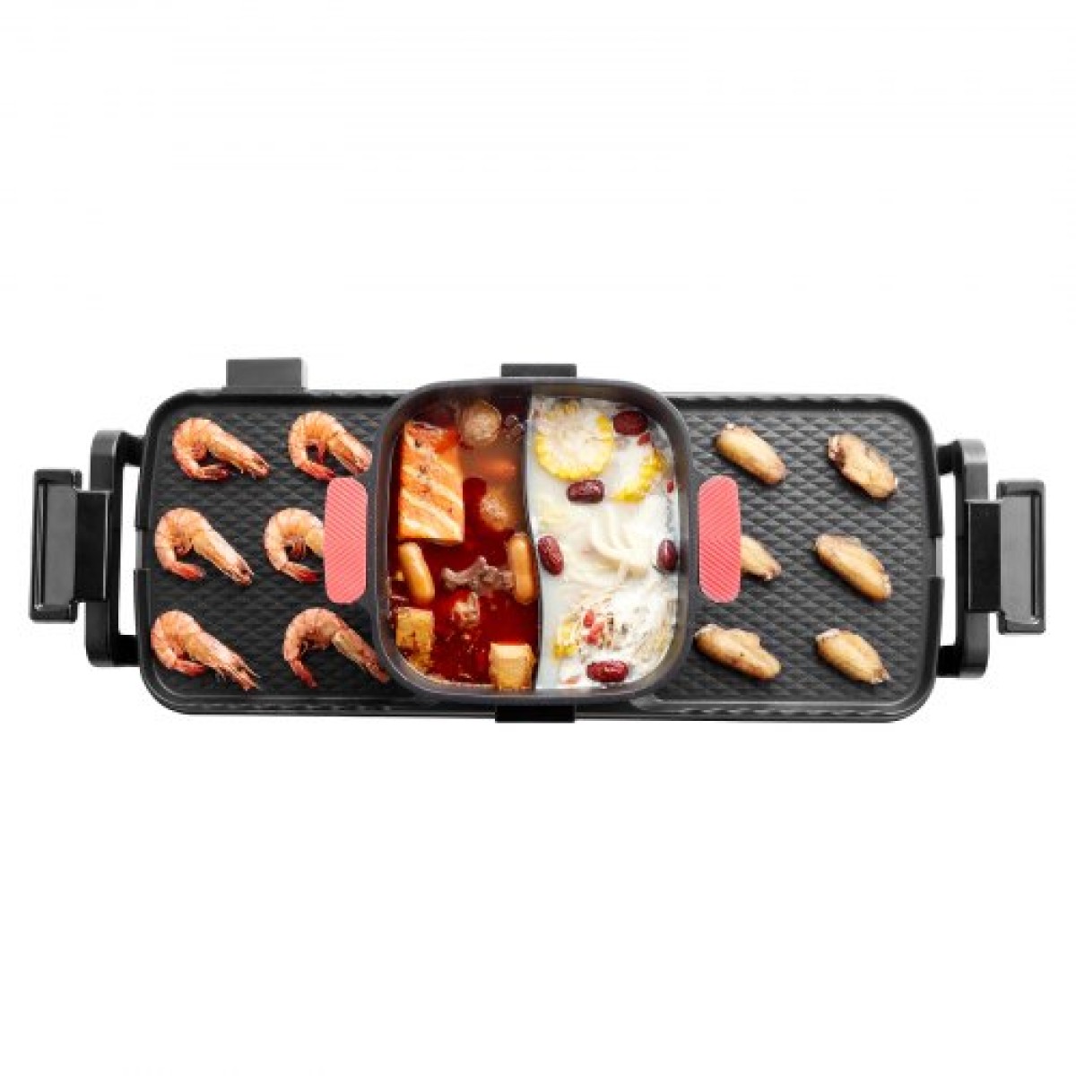 VEVOR Hot Pot with Grill, 2-in-1 Ηλεκτρικό Grill και Hot Pot 2-σε-1, Αποσπώμενο Hotpot Shabu-shabu με αντικολλητικό τηγάνι, Ξεχωριστός Διπλός Έλεγχος Θερμοκρασίας, Εσωτερικό Κορεατικό BBQ για 1-6 άτομα