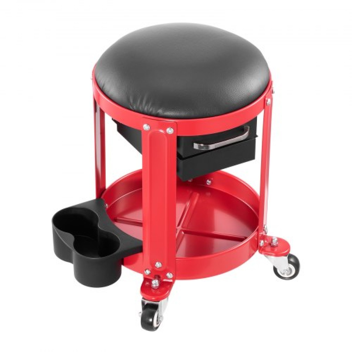 VEVOR Rolling Mechanic Stool με ρόδες, Χωρητικότητα 300 lbs Κάθισμα γκαράζ/Σκαμπί εργασίας, Επενδυμένο Roller Creeper Seat με σταθερό ύψος, δίσκος εργαλείων και 2 συρτάρια, για γκαράζ, κατάστημα & επισκευή αυτοκινήτων, κόκκινο+μαύρο