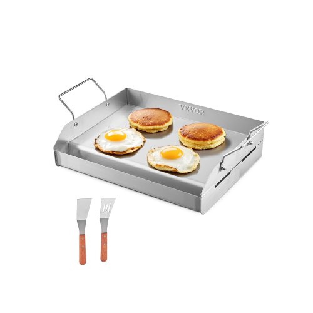 VEVOR 17x13 in Flat Top Griddle Stainless Steel Universal BBQ Grill Pan Cookware