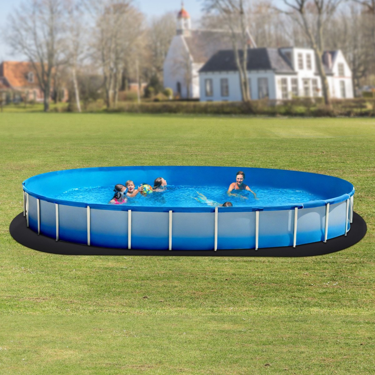VEVOR Oval Pad Liner Pool, 15 x 30 ft Pool Liner Pad για πισίνες πάνω από το έδαφος, εξαιρετικά παχύ χαλάκι πισίνας, αποτρέπει τρυπήματα, ανακυκλωμένο υλικό γεωυφάσματος για υποστρώματα, παρατείνει τη διάρκεια ζωής της επένδυσης