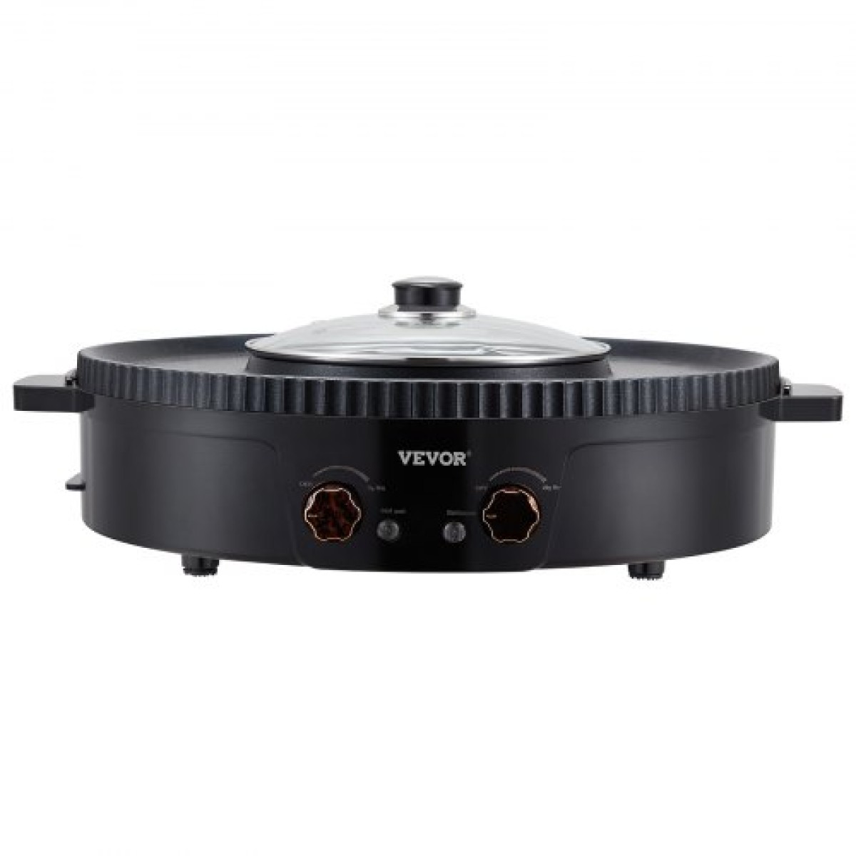 VEVOR Hot Pot with Grill, 1800W 2-in-1 Electric Smokeless Grill and Hot Pot, Κορεατικό BBQ Shabu Shabu Hotpot με ξεχωριστό διπλό έλεγχο θερμοκρασίας, αντικολλητικό τηγάνι, για 2-8 άτομα Οικογενειακή τραπεζαρία