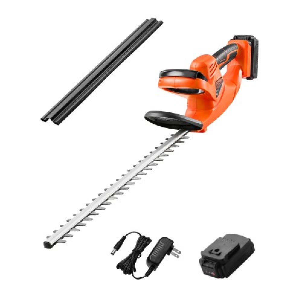 VEVOR Cordless Electric Hedge Trimmer 20V 2A Battery 20in Dual-Action Blade