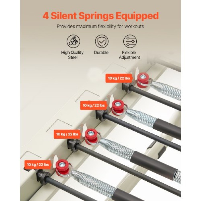 VEVOR Πτυσσόμενο Pilates Reformer, Μηχάνημα προπόνησης Pilates για χρήση στο στούντιο στο σπίτι στο γυμναστήριο, κρεβάτι Pilates με διπλή αντίσταση-ελατήριο & κορδόνι, σετ Reformer για προχωρημένους χρήστες και αρχάριους, έως 400 LBS