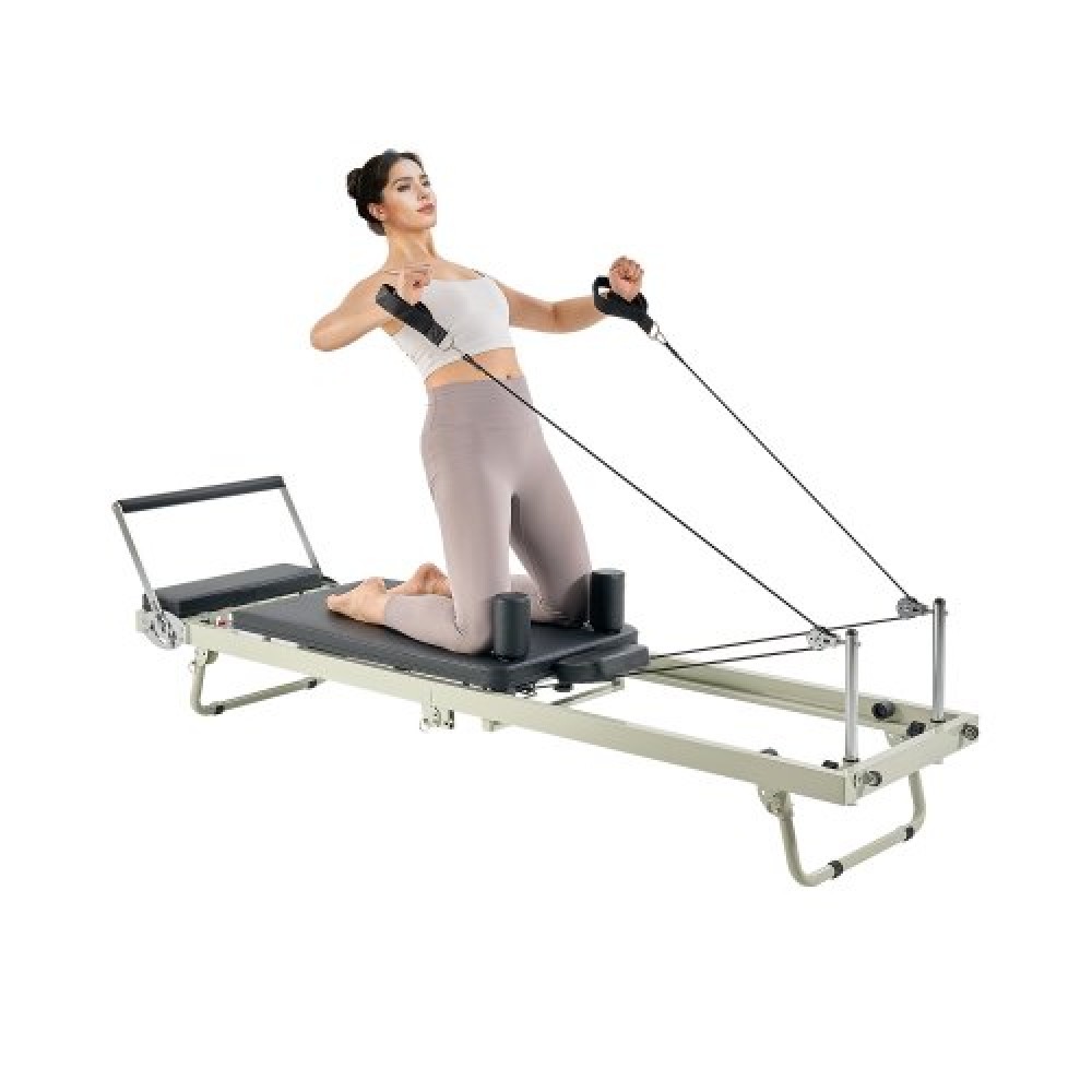 VEVOR Πτυσσόμενο Pilates Reformer, Μηχάνημα προπόνησης Pilates για χρήση στο στούντιο στο σπίτι στο γυμναστήριο, κρεβάτι Pilates με διπλή αντίσταση-ελατήριο & κορδόνι, σετ Reformer για προχωρημένους χρήστες και αρχάριους, έως 400 LBS