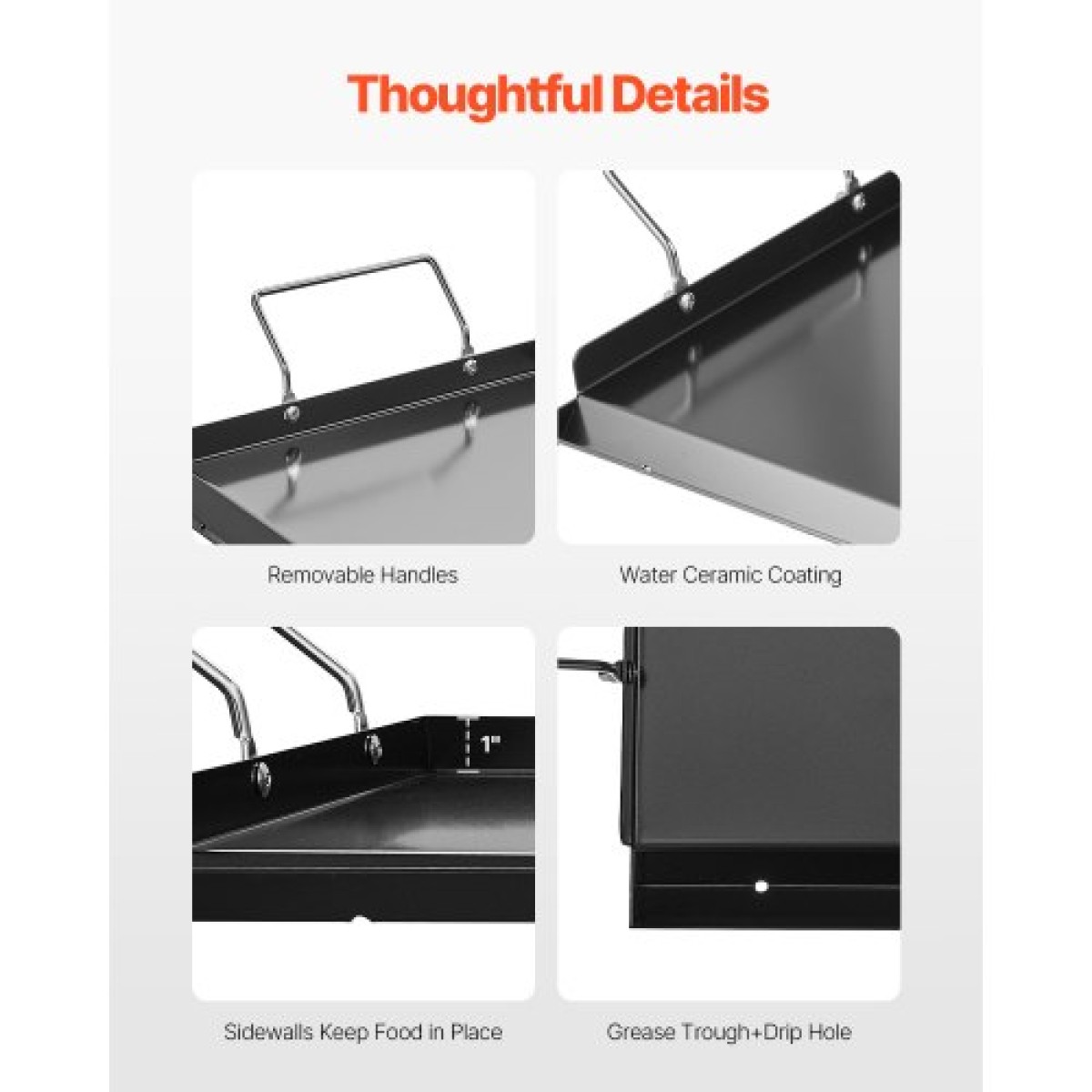 Σχάρα από ανθρακούχο χάλυβα VEVOR, 32x14 ιντσών Universal Flat Top Ορθογώνιο Πιάτο, Ψησταριά υγραερίου για ψησταριά BBQ, Teppanyaki, Φορητά Οικογενειακά Μαγειρικά Σκεύη με Χερούλι, για Camping Tailgating Party
