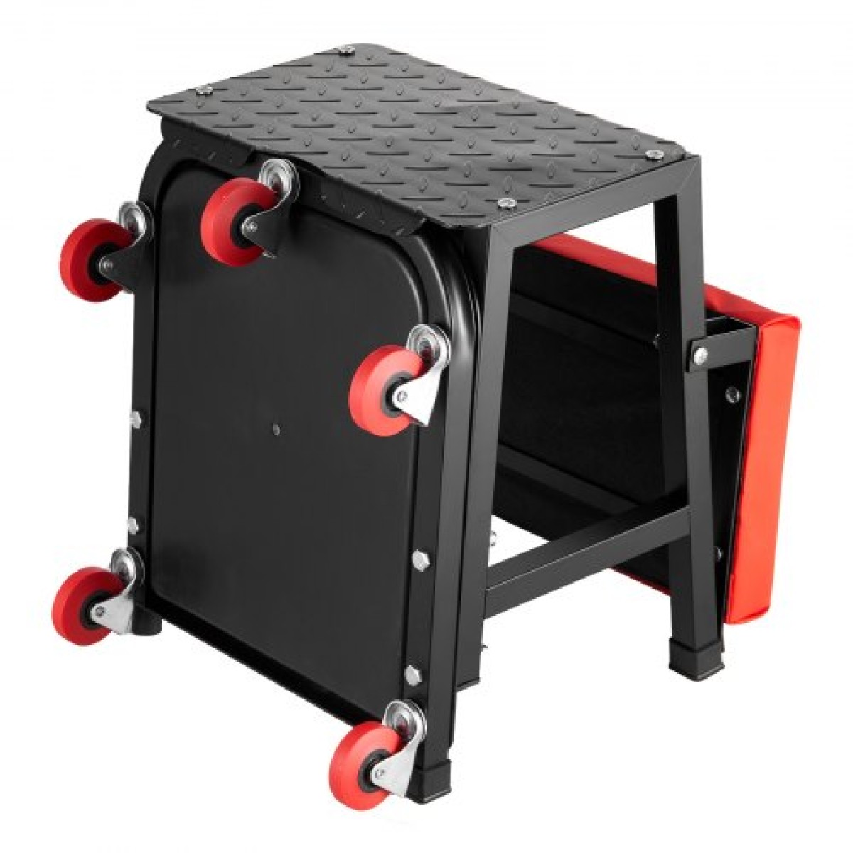 VEVOR Mechanic Stool, χωρητικότητας 300 lbs Κάθισμα γκαράζ/Σκαμπάκι εργασίας με ρόδες, περιστρεφόμενο σκαμπό εργαστηρίου 360° με δίσκο εργαλείων, Mechanics Creeper Seat/Step Stool, για γκαράζ, κατάστημα & επισκευή αυτοκινήτων, μαύρο