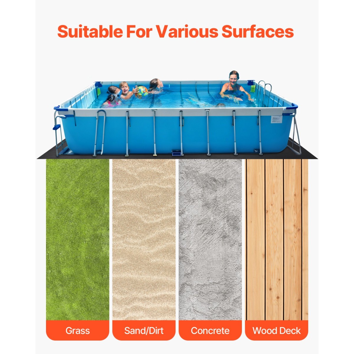 VEVOR Rectangle Pool Liner Pad, 12 x 24 ft Pool Liner Pad για πισίνες πάνω από το έδαφος, εξαιρετικά παχύ στρώμα πισίνας, αποτρέπει τρυπήματα, ανακυκλωμένο υλικό γεωυφάσματος για υποστρώματα, παράταση ζωής της επένδυσης
