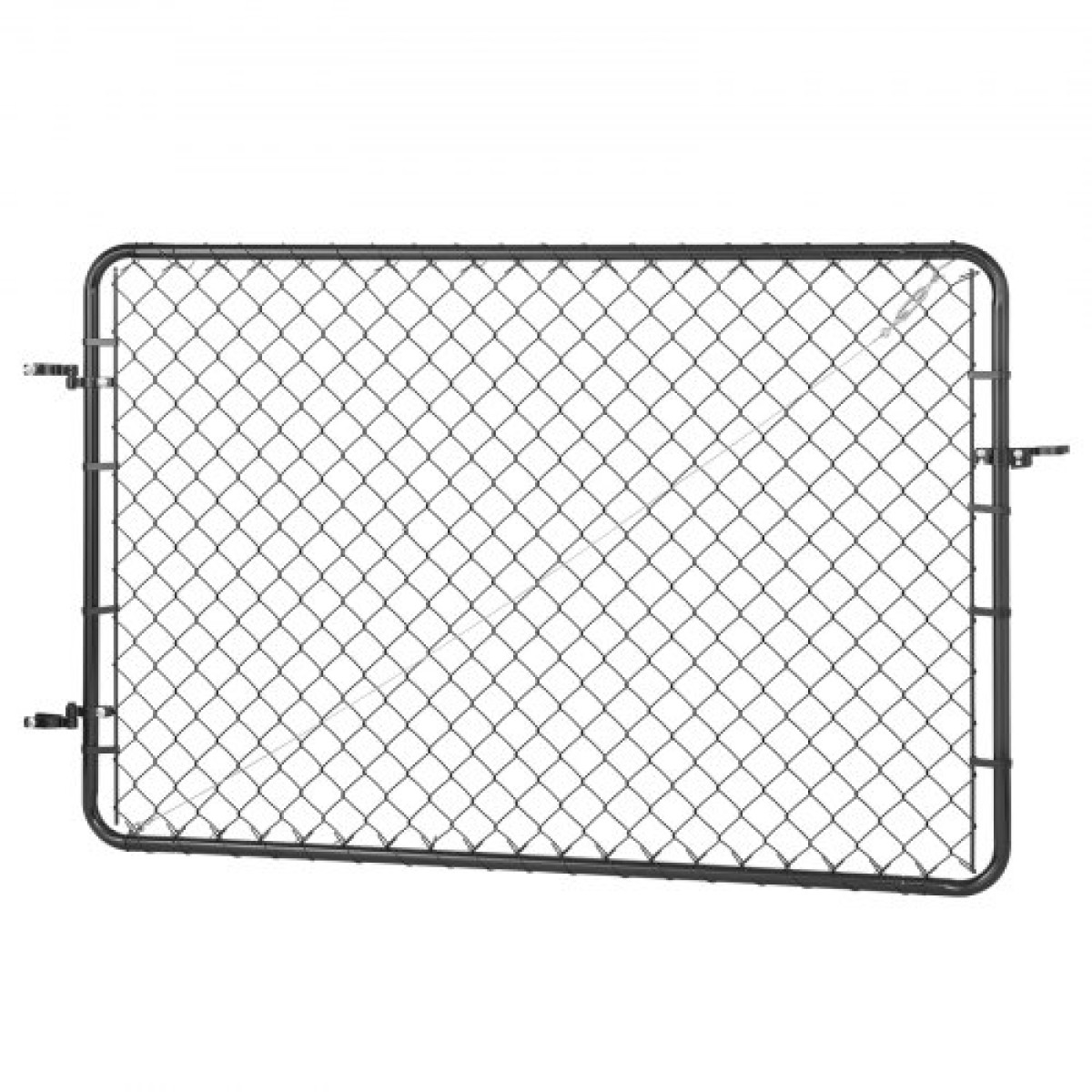 VEVOR Chain Link Fence Gate, 183x122 cm, Ρυθμιζόμενο πλαίσιο φράχτη με σύνδεσμο αλυσίδας, προσαρμογή 2,2-6 ft (W) x 6 ft (H) Άνοιγμα πύλης φράχτη κήπου, πύλη περίφραξης με πλαστική επίστρωση, για Farm Black, Δεν περιλαμβάνονται στύλοι