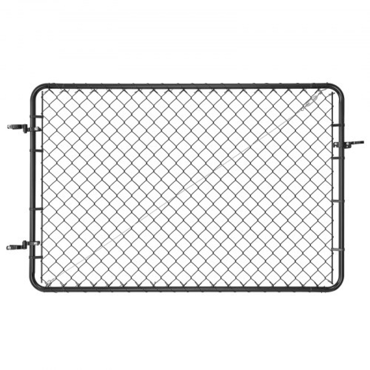 VEVOR Chain Link Fence Gate, 183x122 cm, Ρυθμιζόμενο πλαίσιο φράχτη με σύνδεσμο αλυσίδας, προσαρμογή 2,2-6 ft (W) x 6 ft (H) Άνοιγμα πύλης φράχτη κήπου, πύλη περίφραξης με πλαστική επίστρωση, για Farm Black, Δεν περιλαμβάνονται στύλοι