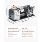 Μεταλλικός Τόρνος VEVOR, 203 x 406 mm (8 x 16 ίντσες), Μηχάνημα τόρνου πάγκου 550 W, μεταβλητή ταχύτητα 0-2500 σ.α.λ., με 0,0076 mm (0,0003 ίντσες) Ακρίβεια άξονα μετάλλου, για επεξεργασία ανταλλακτικών ακριβείας από ξύλο Impaderial/Soft Metric