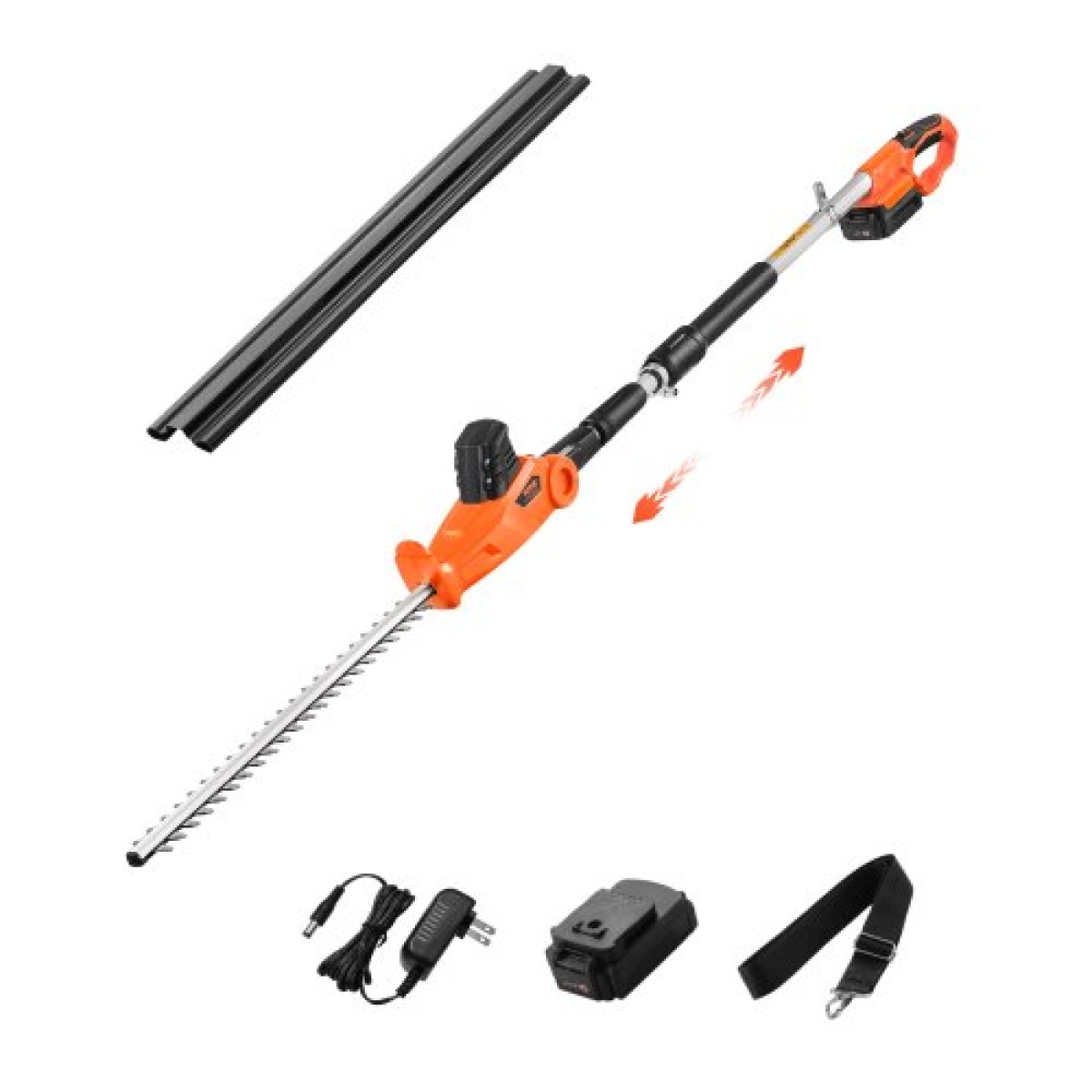 VEVOR Electric Hedge Trimmer, 1200 RPM, 6,2 - 7,8 Ft Extendable, Pole Hedge Trimmer for High Branch, μπαταρία 20V, Cordless Hedge Trimmer με 20 in Blade, 5 γωνίες ρυθμιζόμενες για Yard Garden