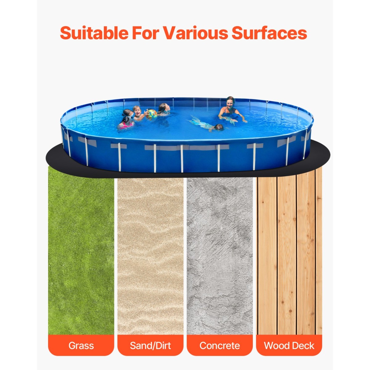 VEVOR Oval Pad Liner Pool, 12 x 24 ft Pool Liner Pad για πισίνες πάνω από το έδαφος, εξαιρετικά παχύ χαλάκι πισίνας, αποτρέπει τρυπήματα, ανακυκλωμένο υλικό γεωυφάσματος για υποστρώματα, παρατείνει τη διάρκεια ζωής της επένδυσης
