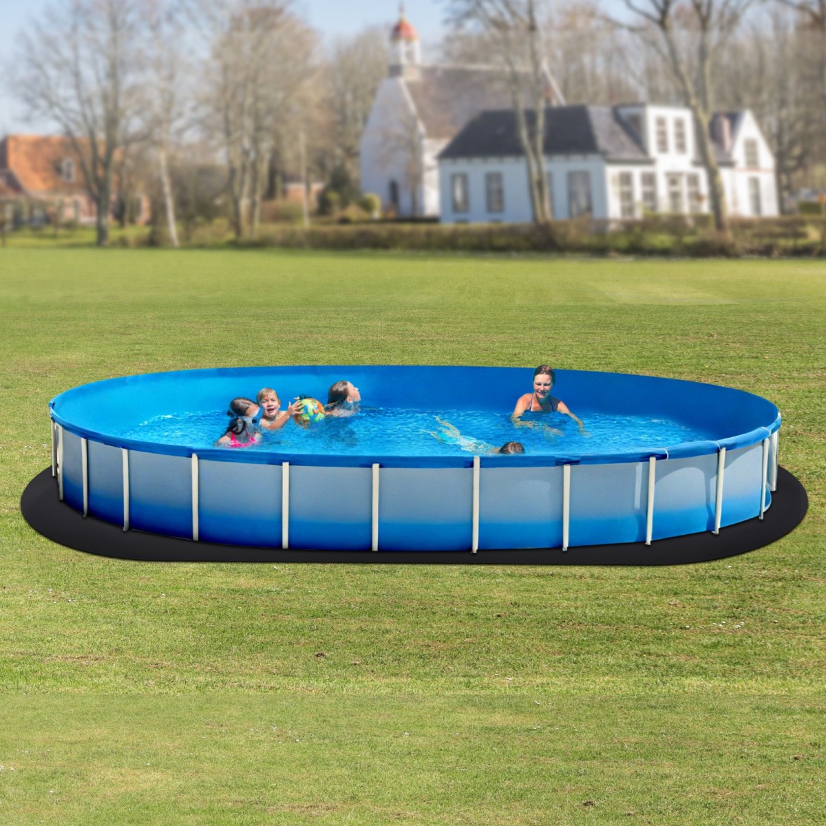 VEVOR Oval Pad Liner Pool, 12 x 24 ft Pool Liner Pad για πισίνες πάνω από το έδαφος, εξαιρετικά παχύ χαλάκι πισίνας, αποτρέπει τρυπήματα, ανακυκλωμένο υλικό γεωυφάσματος για υποστρώματα, παρατείνει τη διάρκεια ζωής της επένδυσης
