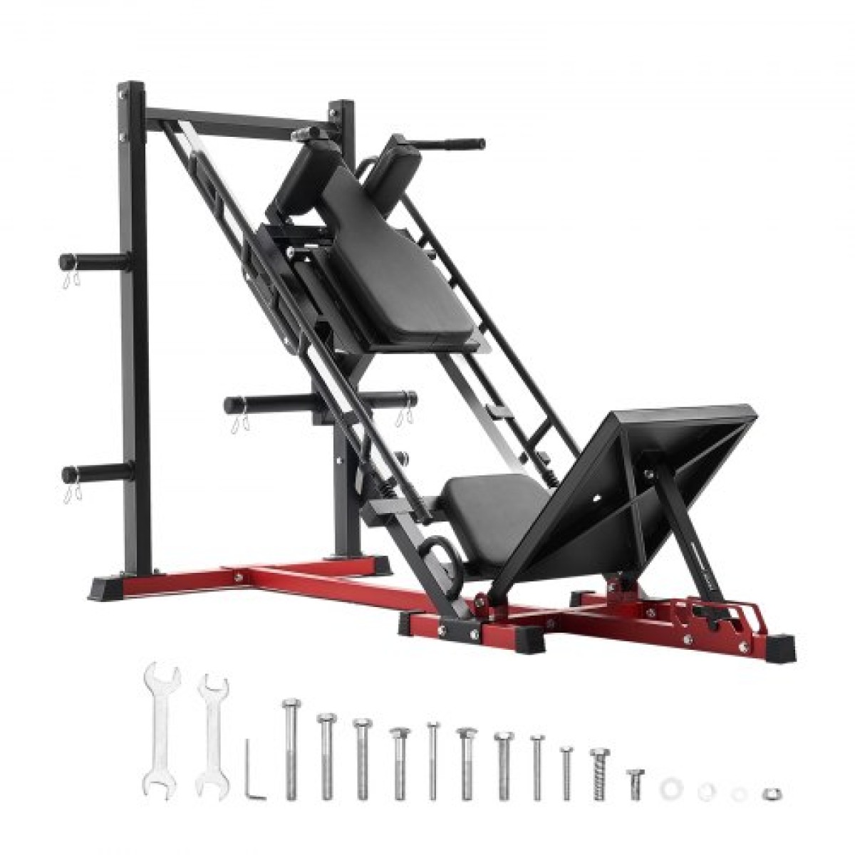 Μηχάνημα VEVOR Leg Press Hack Squat, Ρυθμιζόμενο σύνθετο πρέσας ποδιών με γραμμικό ρουλεμάν και αποθήκευση βάρους, ειδικό κάτω μέρος του σώματος για γυμναστήριο στο σπίτι, εξοπλισμός άσκησης ποδιών για τετρακέφαλους, οπίσθιους μηριαίους, γλουτούς, γάμπα