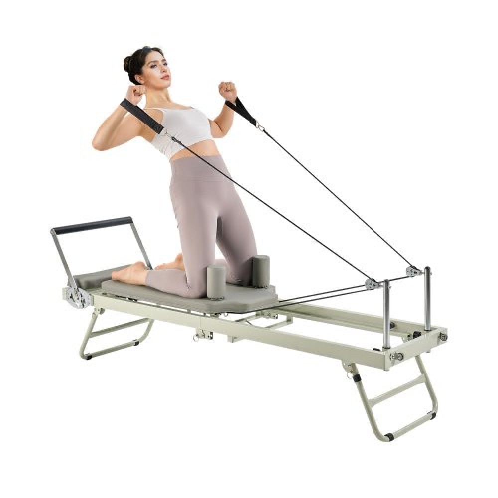 VEVOR Πτυσσόμενο Pilates Reformer, Μηχάνημα προπόνησης Pilates για χρήση στο στούντιο στο σπίτι στο γυμναστήριο, κρεβάτι Pilates με διπλή αντίσταση-ελατήριο & κορδόνι, σετ Reformer για προχωρημένους χρήστες και αρχάριους, έως 400 LBS