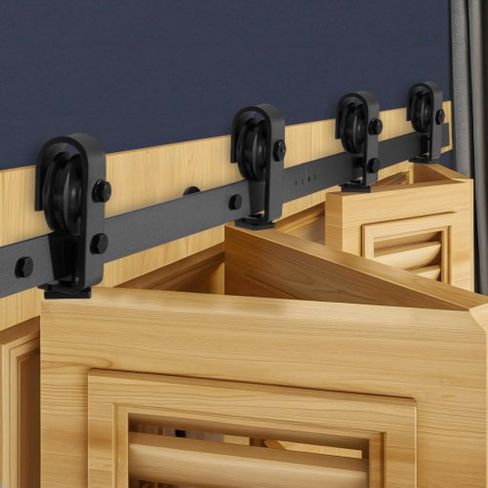 VEVOR Bi-folding Sliding Door Barn Hardware Track Kit, 52" Top Mount Track Kit, σύρεται ομαλά και αθόρυβα, βαρέως τύπου, εύκολο στην εγκατάσταση, κατάλληλο για τέσσερις πόρτες ντουλαπιών 12" ντουλαπιών πλυντηρίου ρούχων (Δεν περιλαμβάνονται)