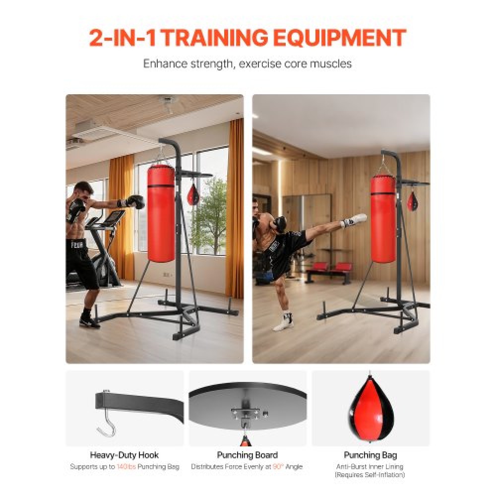 VEVOR 2 in 1 Heavy Duty Punching Bag Frame Boxing Punching Fitness Stand Steel