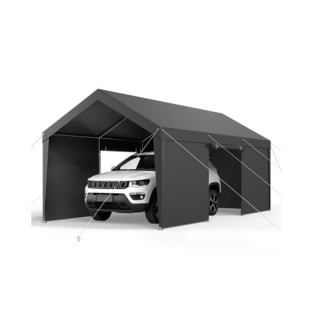 VEVOR Carport, 10 x 20 FT εξωτερικός θόλος αυτοκινήτου, Φορητό υπόστεγο με αφαιρούμενα πλευρικά τοιχώματα και πόρτες, βαρέως τύπου στέγαστρο αυτοκινήτου, ανθεκτικό στην υπεριώδη ακτινοβολία & αδιάβροχο, Προστασία για όλες τις εποχές για αυτοκίνητο σκά