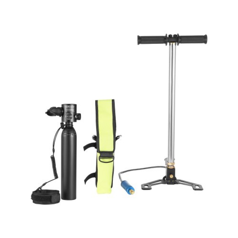 VEVOR 0.5L Scuba Tank 98.43ft Diving Depth Refillable Snorkel Air Tank with Pump