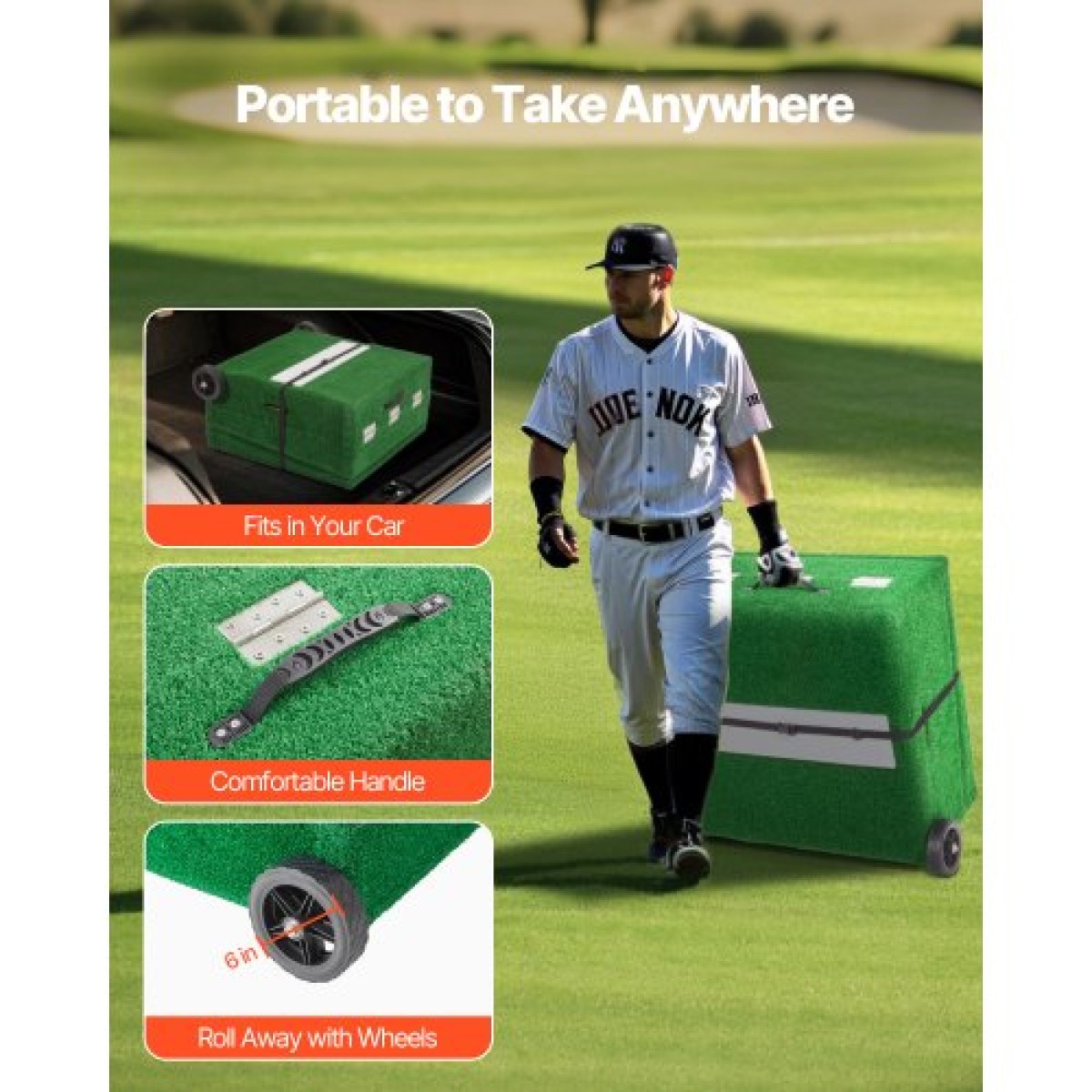 VEVOR Pitching Mound, Portable Baseball Pitcher's Mound, 90 in II Indoor Outdoor Pitching Practice and Training Equipment, Softball Pitching Aid with Antifade Turf, Pitching Rubber, Carry Handles