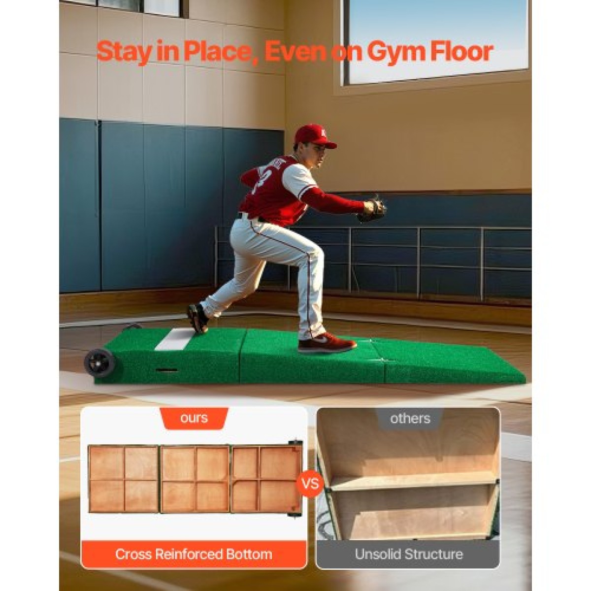 VEVOR Pitching Mound, Portable Baseball Pitcher's Mound, 90 in II Indoor Outdoor Pitching Practice and Training Equipment, Softball Pitching Aid with Antifade Turf, Pitching Rubber, Carry Handles