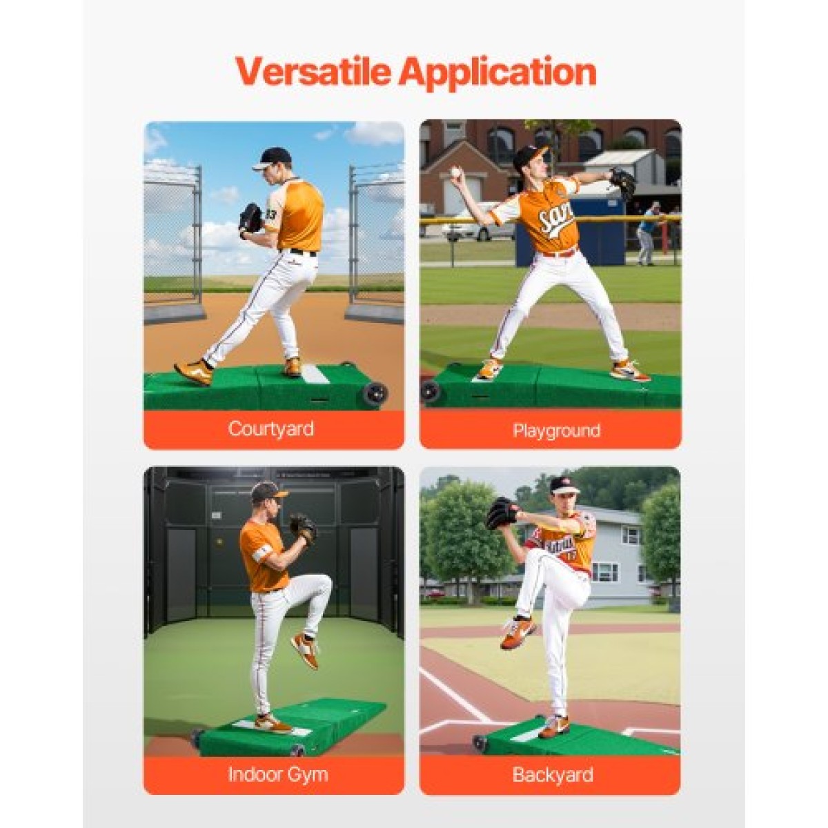 VEVOR Pitching Mound, Portable Baseball Pitcher's Mound, 90 in II Indoor Outdoor Pitching Practice and Training Equipment, Softball Pitching Aid with Antifade Turf, Pitching Rubber, Carry Handles